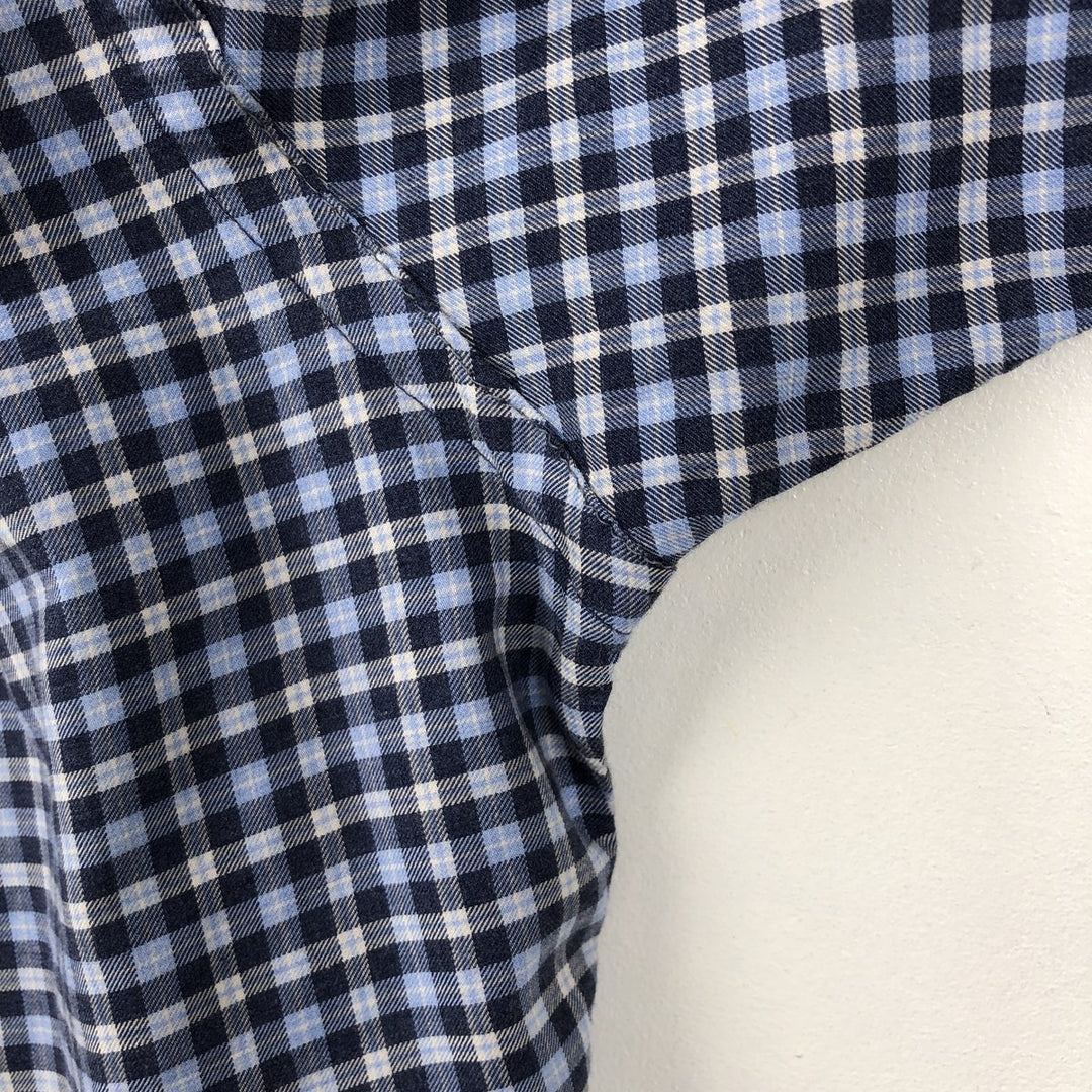 Ralph Lauren POLO RALPH LAUREN SLIM FIT Wide Collar Long Sleeve Cotton Check Shirt, Men's Size L (approx.) cotton navy blue type Vintage Second Hand