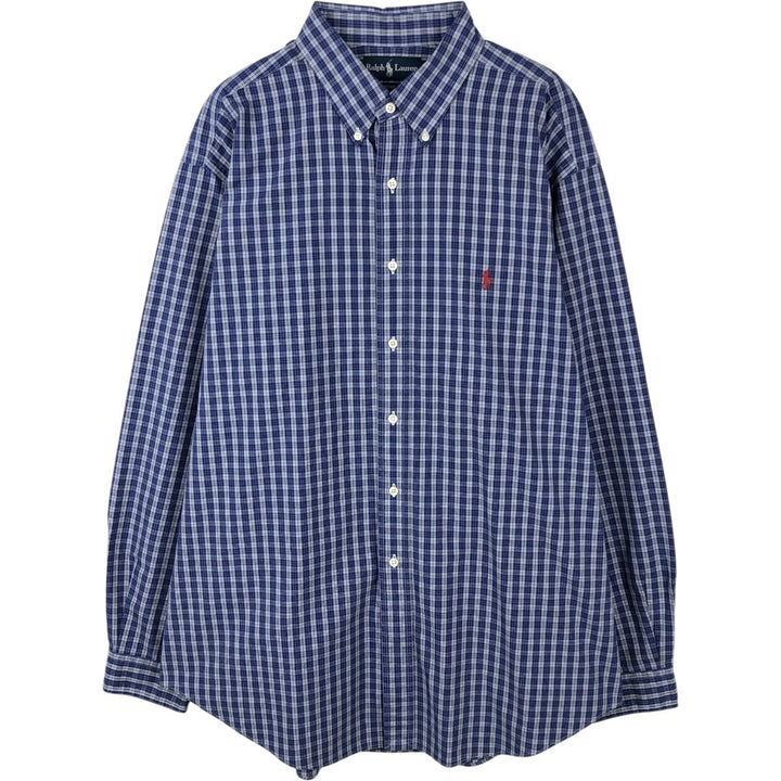 Ralph Lauren Classic Fit Long Sleeve Button Down Check Shirt Men's XL cotton blue type Vintage Second Hand