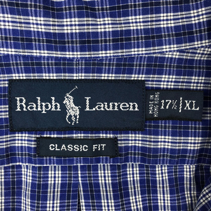 Ralph Lauren Classic Fit Long Sleeve Button Down Check Shirt Men's XL cotton blue type Vintage Second Hand