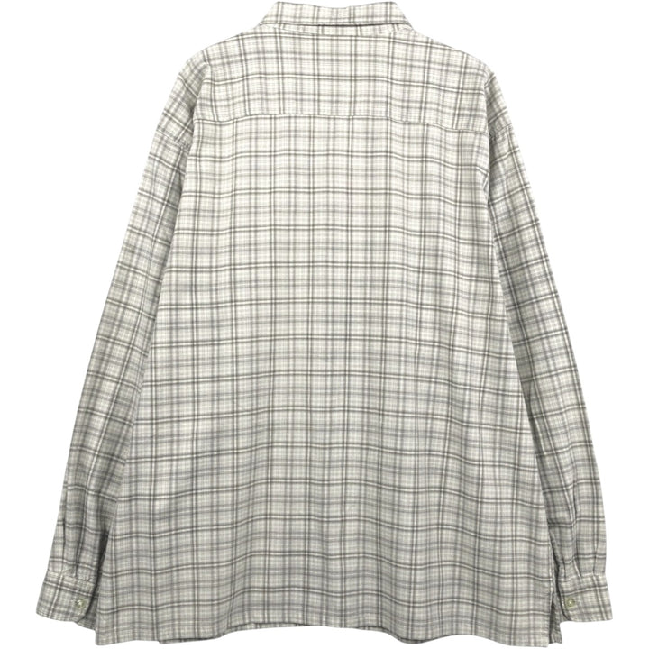 Ralph Lauren RALPH LAUREN JEANS CO. Long-sleeved button-down check shirt, boxy style, men's size XL equivalent. cotton Beige type Vintage Second Hand