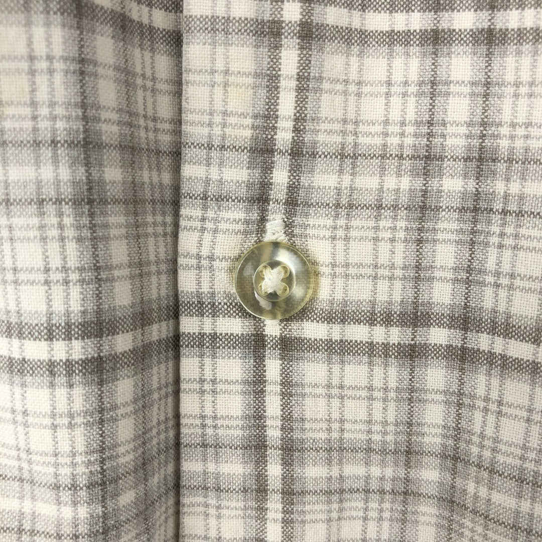 Ralph Lauren RALPH LAUREN JEANS CO. Long-sleeved button-down check shirt, boxy style, men's size XL equivalent. cotton Beige type Vintage Second Hand