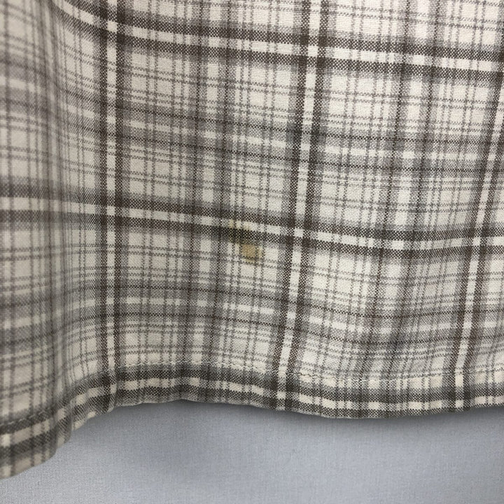Ralph Lauren RALPH LAUREN JEANS CO. Long-sleeved button-down check shirt, boxy style, men's size XL equivalent. cotton Beige type Vintage Second Hand