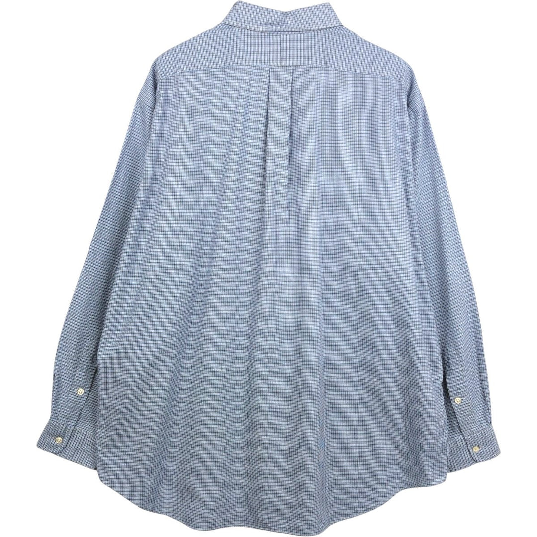 Ralph Lauren BLAKE long sleeve button down check shirt, men's XL size cotton Blue type light blue Vintage Second Hand