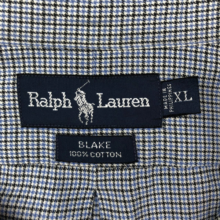Ralph Lauren BLAKE long sleeve button down check shirt, men's XL size cotton Blue type light blue Vintage Second Hand