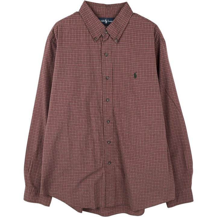 Ralph Lauren CUSTOM FIT long sleeve button down check shirt men's XL size cotton red type Vintage Second Hand
