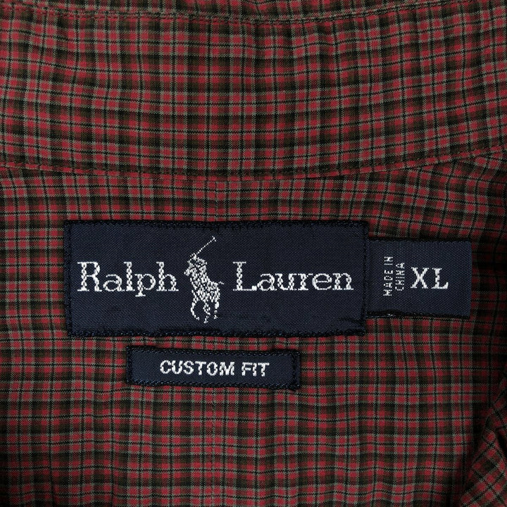 Ralph Lauren CUSTOM FIT long sleeve button down check shirt men's XL size cotton red type Vintage Second Hand