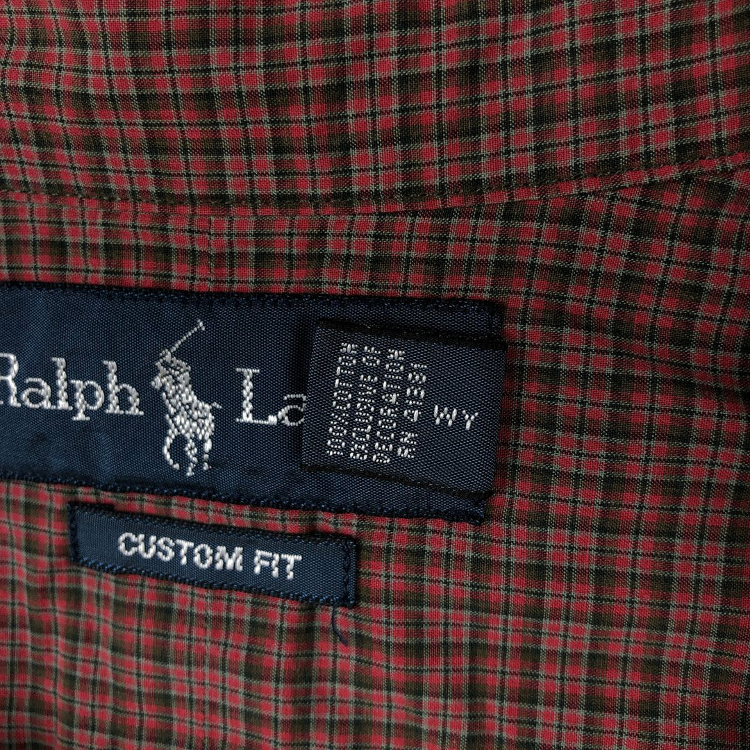 Ralph Lauren CUSTOM FIT long sleeve button down check shirt men's XL size cotton red type Vintage Second Hand