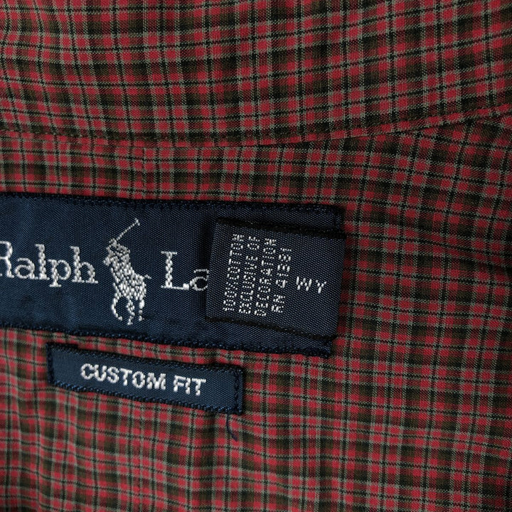 Ralph Lauren CUSTOM FIT long sleeve button down check shirt men's XL size cotton red type Vintage Second Hand