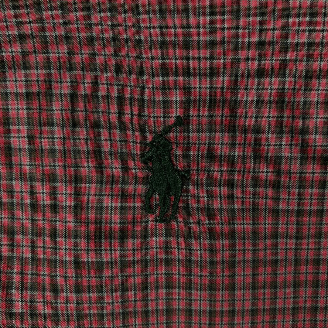 Ralph Lauren CUSTOM FIT long sleeve button down check shirt men's XL size cotton red type Vintage Second Hand