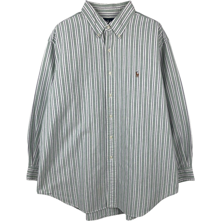 Ralph Lauren Classic Fit Multi-Stripe Long Sleeve Button-Down Striped Shirt, Men's XL cotton green type Vintage Second Hand