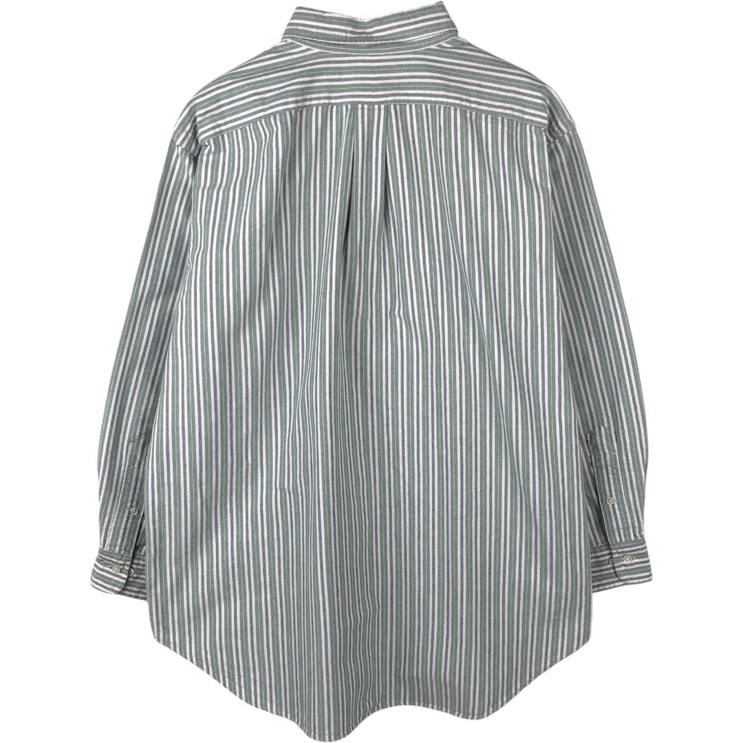 Ralph Lauren Classic Fit Multi-Stripe Long Sleeve Button-Down Striped Shirt, Men's XL cotton green type Vintage Second Hand