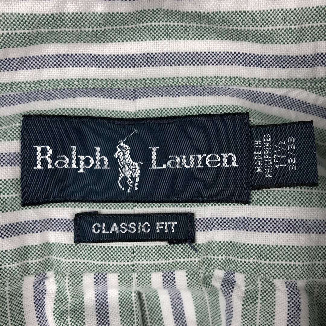 Ralph Lauren Classic Fit Multi-Stripe Long Sleeve Button-Down Striped Shirt, Men's XL cotton green type Vintage Second Hand