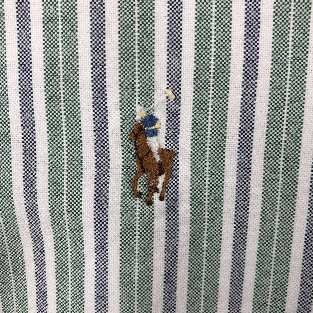 Ralph Lauren Classic Fit Multi-Stripe Long Sleeve Button-Down Striped Shirt, Men's XL cotton green type Vintage Second Hand