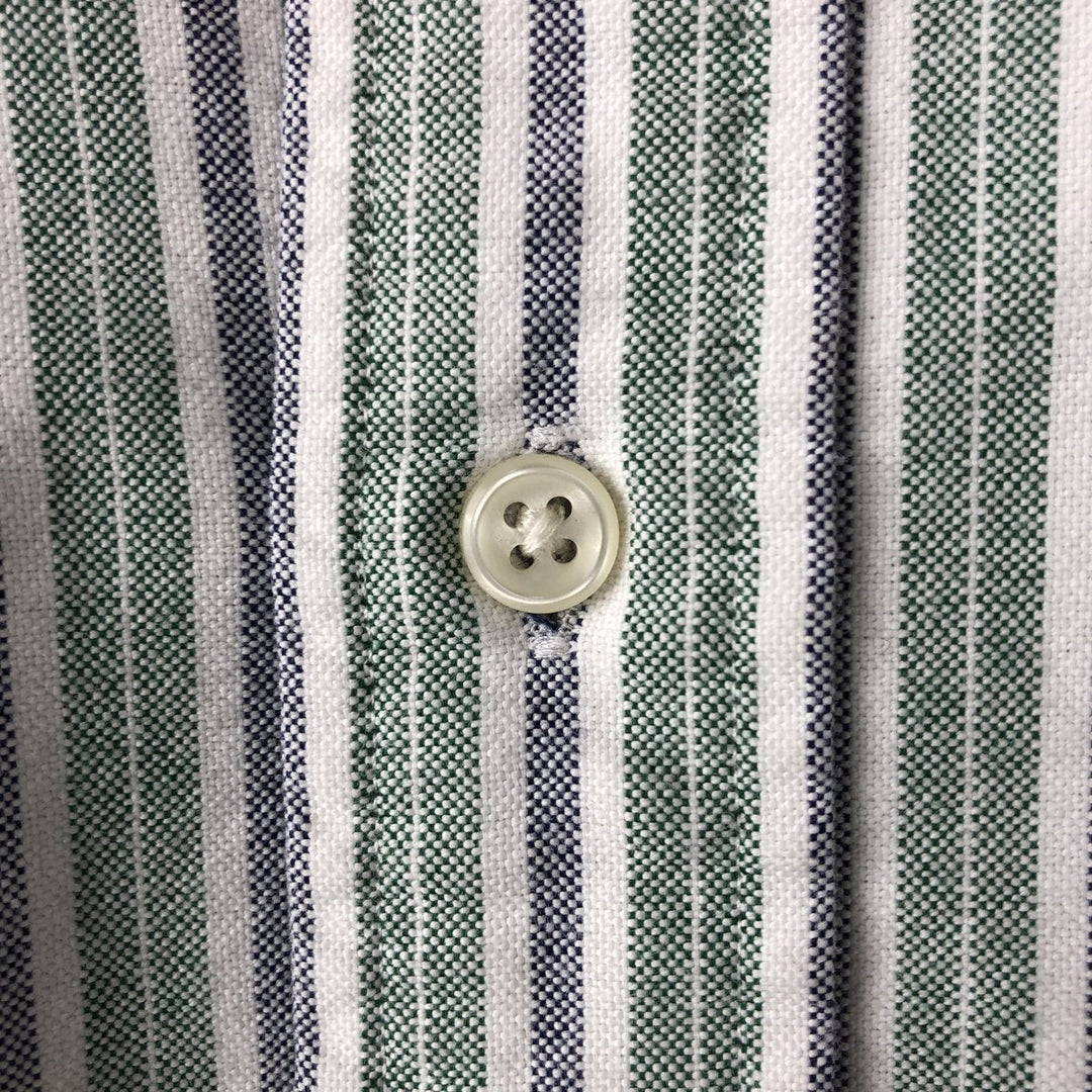 Ralph Lauren Classic Fit Multi-Stripe Long Sleeve Button-Down Striped Shirt, Men's XL cotton green type Vintage Second Hand