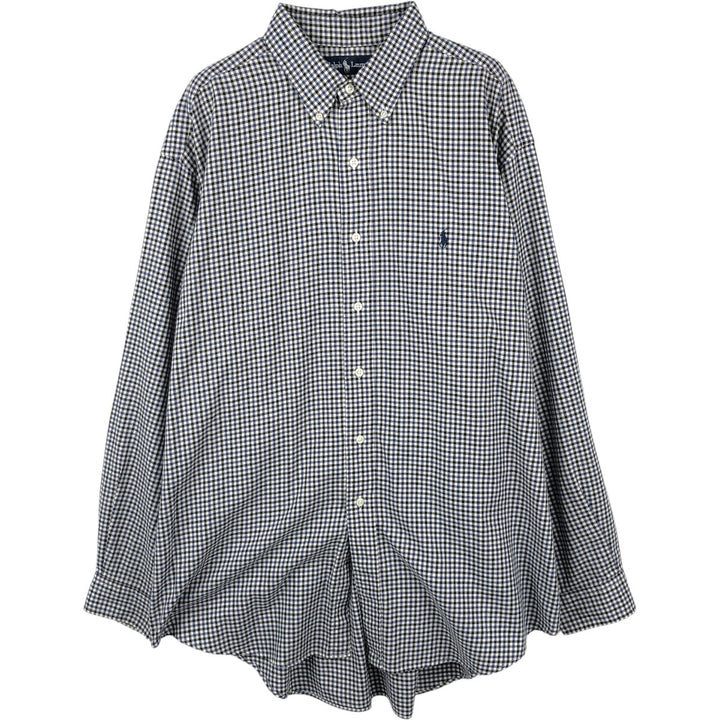 Ralph Lauren BLAKE long sleeve button down check shirt, men's XL size cotton white type Vintage Second Hand