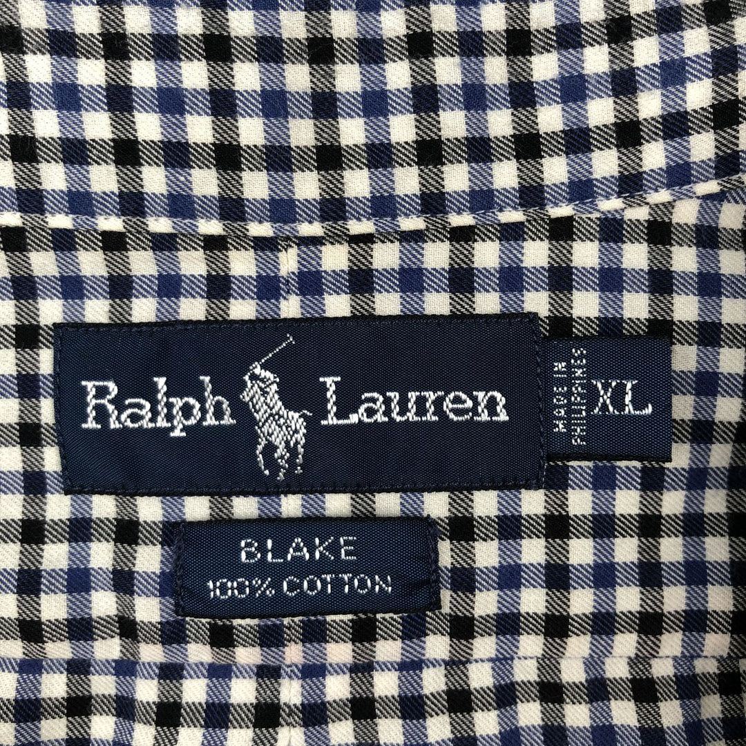 Ralph Lauren BLAKE long sleeve button down check shirt, men's XL size cotton white type Vintage Second Hand