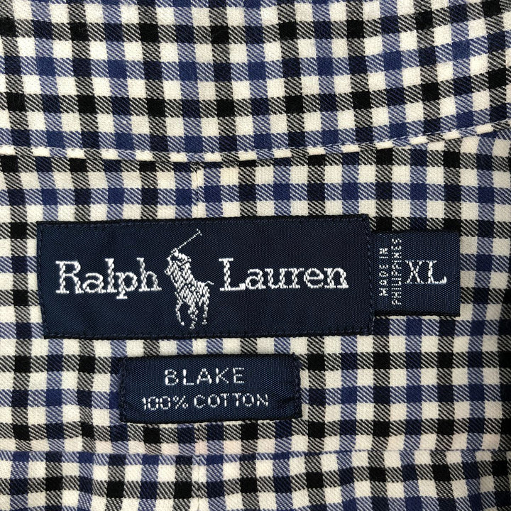 Ralph Lauren BLAKE long sleeve button down check shirt, men's XL size cotton white type Vintage Second Hand