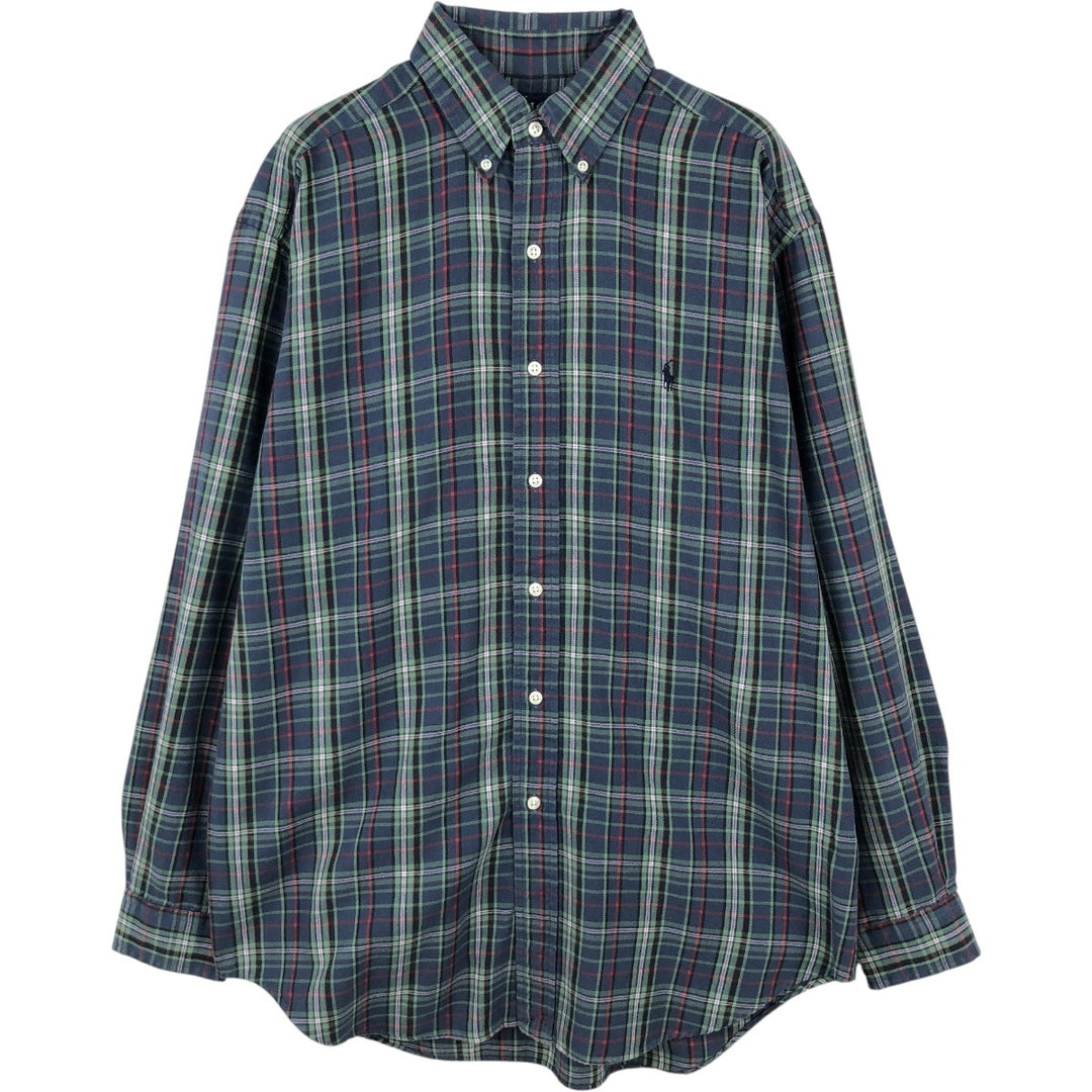 Ralph Lauren BLAKE long sleeve button down check shirt, men's size M cotton blue type Vintage Second Hand