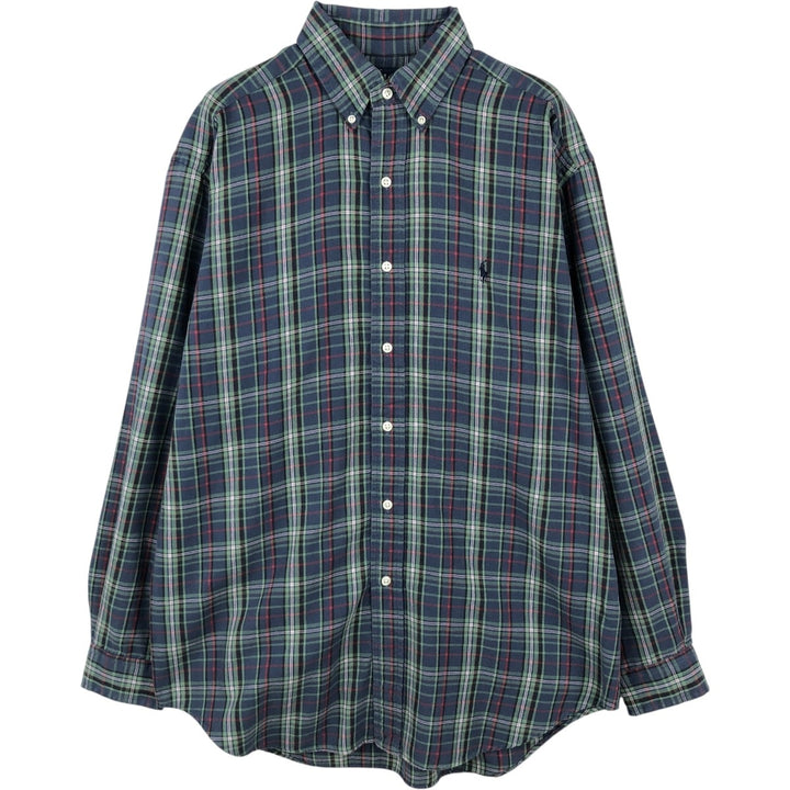 Ralph Lauren BLAKE long sleeve button down check shirt, men's size M cotton blue type Vintage Second Hand