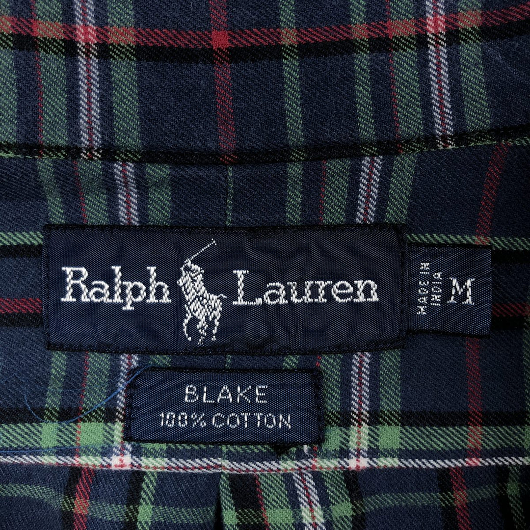 Ralph Lauren BLAKE long sleeve button down check shirt, men's size M cotton blue type Vintage Second Hand