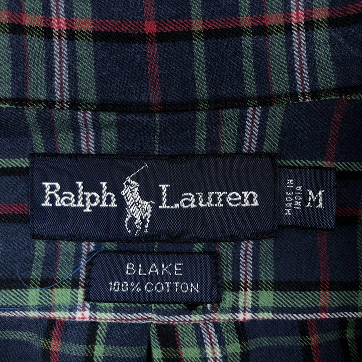 Ralph Lauren BLAKE long sleeve button down check shirt, men's size M cotton blue type Vintage Second Hand