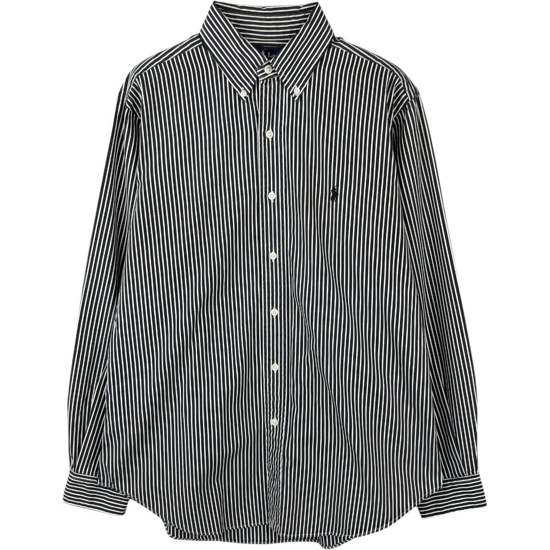 Ralph Lauren Classic Fit Long Sleeve Button Down Striped Shirt Men's M cotton black type Vintage Second Hand