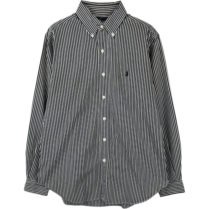 Ralph Lauren Classic Fit Long Sleeve Button Down Striped Shirt Men's M cotton black type Vintage Second Hand