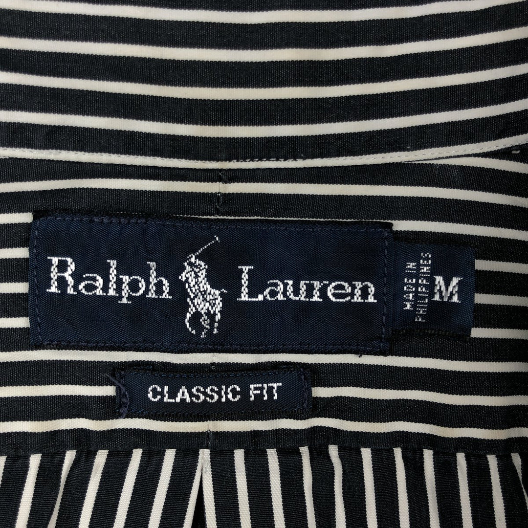 Ralph Lauren Classic Fit Long Sleeve Button Down Striped Shirt Men's M cotton black type Vintage Second Hand