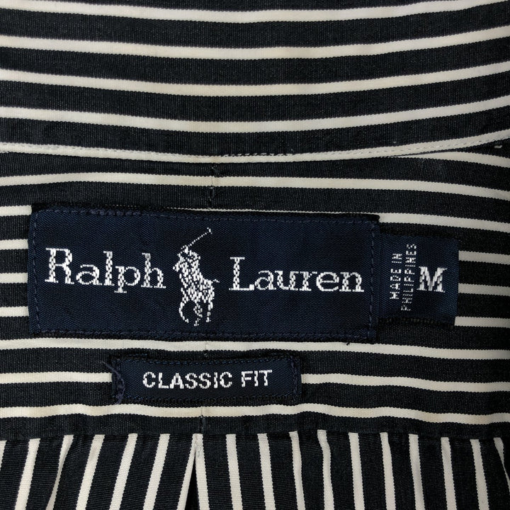 Ralph Lauren Classic Fit Long Sleeve Button Down Striped Shirt Men's M cotton black type Vintage Second Hand