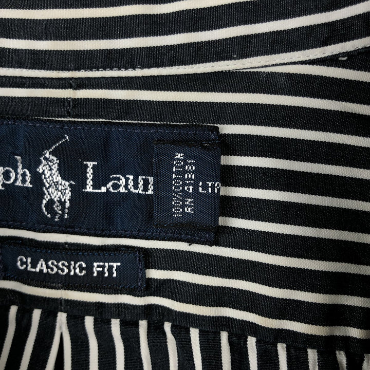 Ralph Lauren Classic Fit Long Sleeve Button Down Striped Shirt Men's M cotton black type Vintage Second Hand