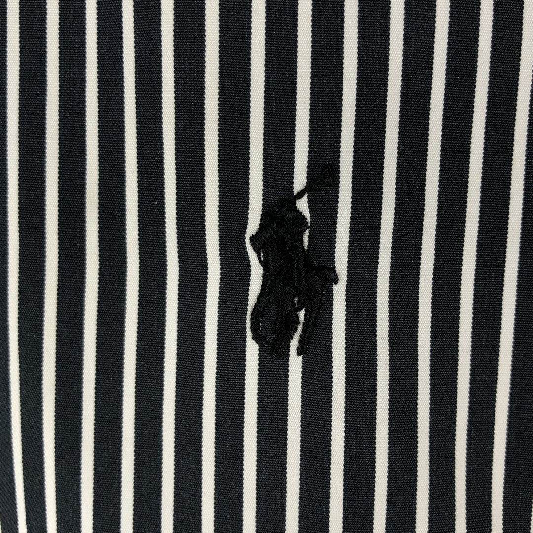 Ralph Lauren Classic Fit Long Sleeve Button Down Striped Shirt Men's M cotton black type Vintage Second Hand