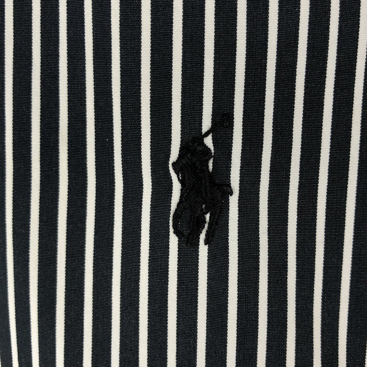 Ralph Lauren Classic Fit Long Sleeve Button Down Striped Shirt Men's M cotton black type Vintage Second Hand