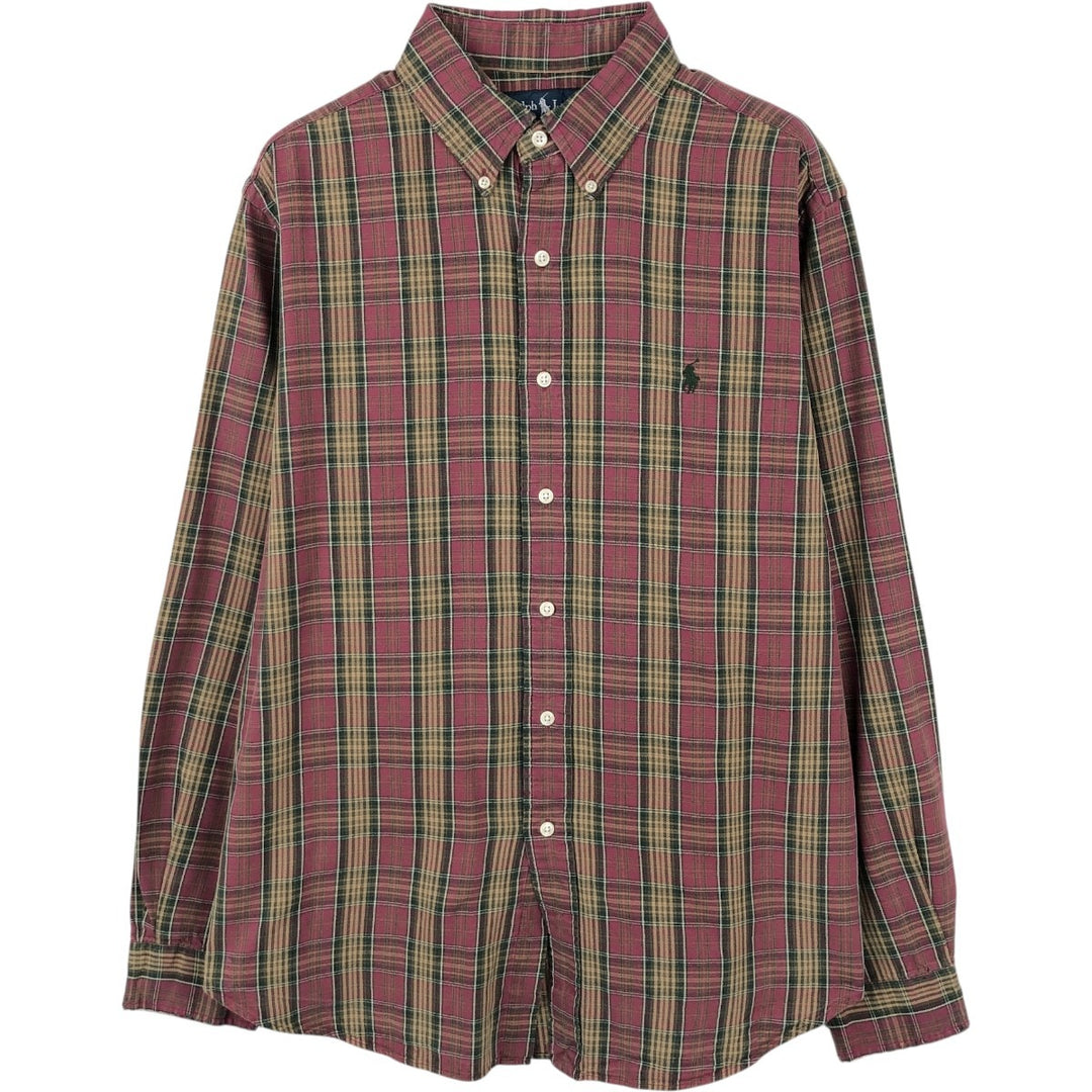 Ralph Lauren Classic Fit Long Sleeve Button Down Check Shirt Men's Size L cotton red type Vintage Second Hand