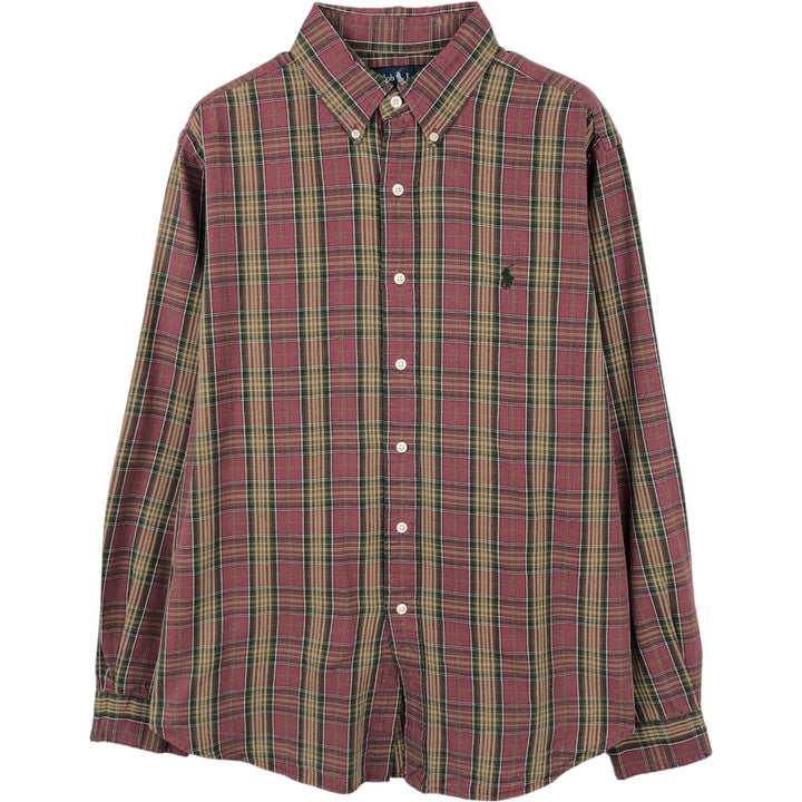 Ralph Lauren Classic Fit Long Sleeve Button Down Check Shirt Men's Size L cotton red type Vintage Second Hand