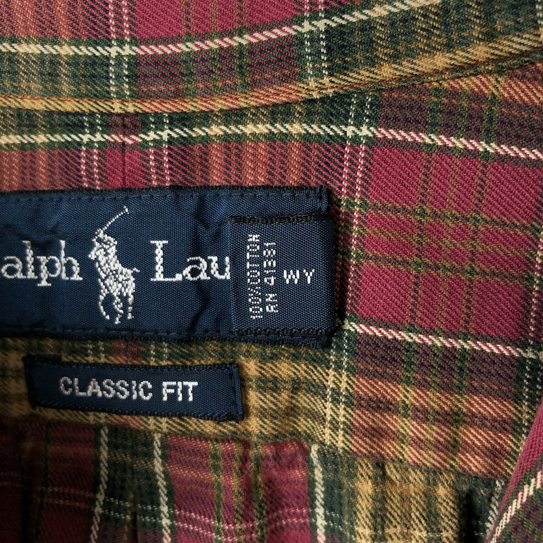 Ralph Lauren Classic Fit Long Sleeve Button Down Check Shirt Men's Size L cotton red type Vintage Second Hand