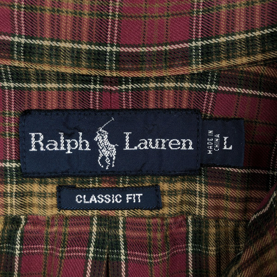 Ralph Lauren Classic Fit Long Sleeve Button Down Check Shirt Men's Size L cotton red type Vintage Second Hand
