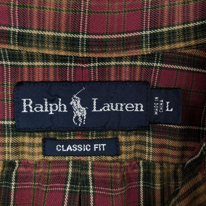 Ralph Lauren Classic Fit Long Sleeve Button Down Check Shirt Men's Size L cotton red type Vintage Second Hand
