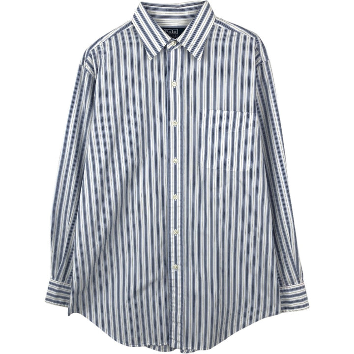 Ralph Lauren ANDREW Multi-stripe Long-Sleeve Button-Down Striped Shirt, Men's Size M (approx.) cotton blue type Vintage Second Hand