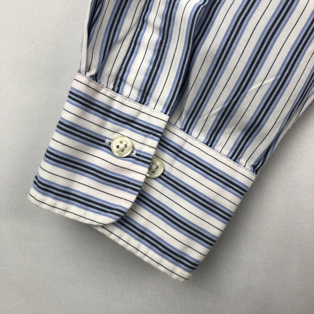Ralph Lauren ANDREW Multi-stripe Long-Sleeve Button-Down Striped Shirt, Men's Size M (approx.) cotton blue type Vintage Second Hand