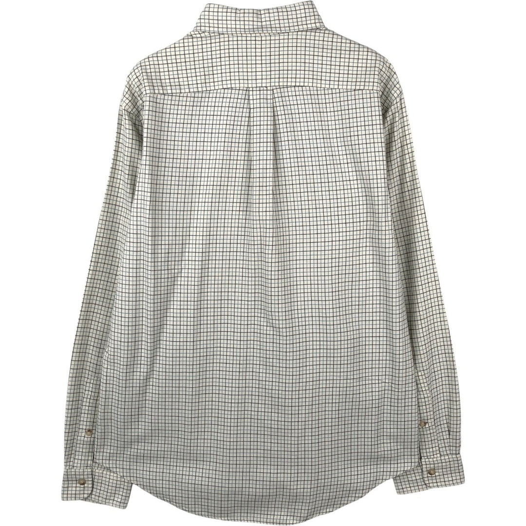 Ralph Lauren CUSTOM FIT long sleeve button down check shirt, men's size L cotton unbleached Vintage Second Hand