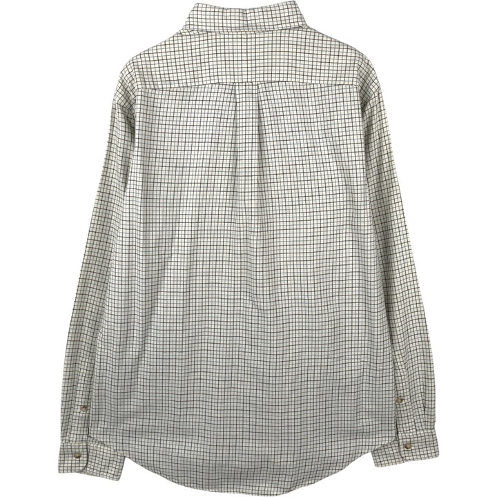 Ralph Lauren CUSTOM FIT long sleeve button down check shirt, men's size L cotton unbleached Vintage Second Hand