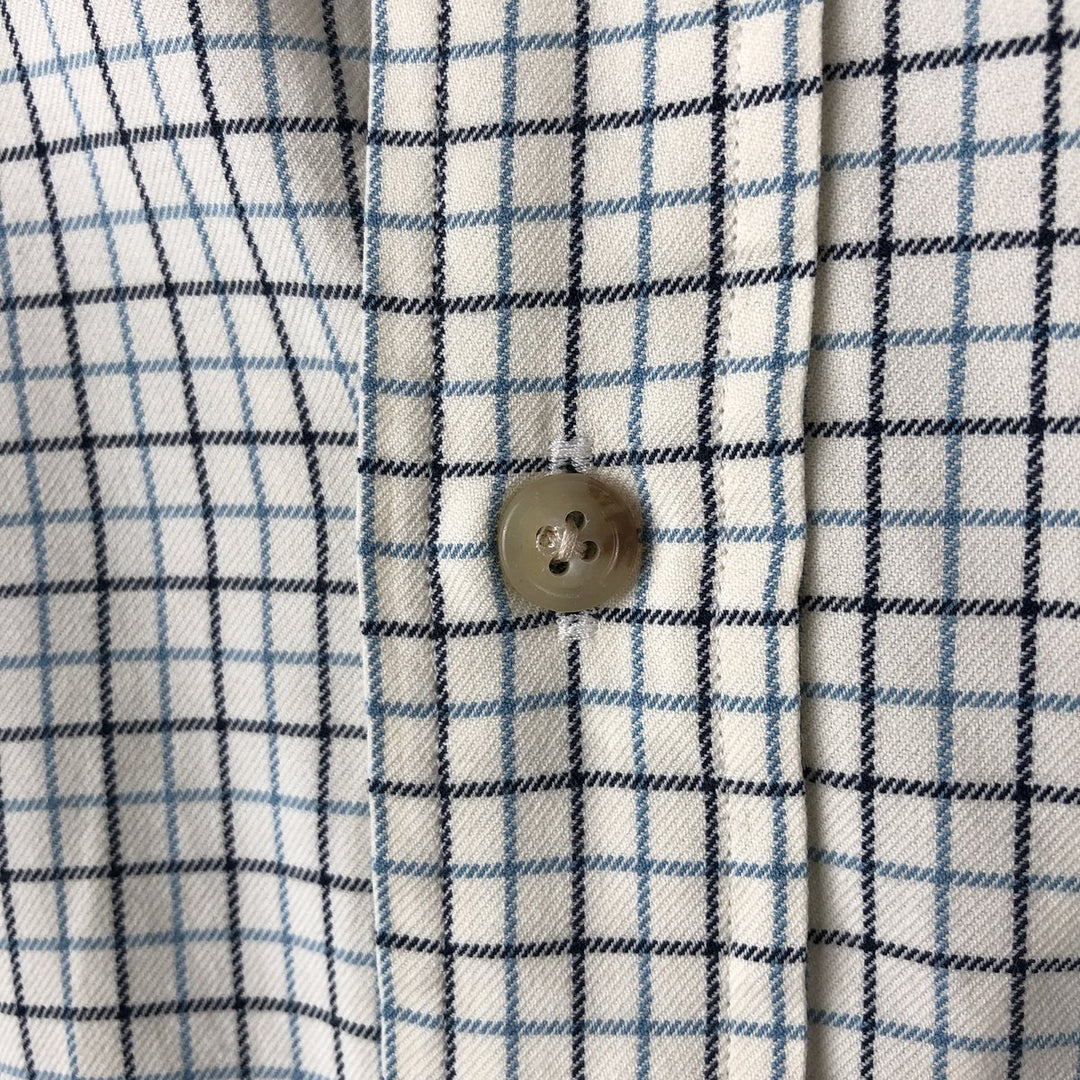 Ralph Lauren CUSTOM FIT long sleeve button down check shirt, men's size L cotton unbleached Vintage Second Hand