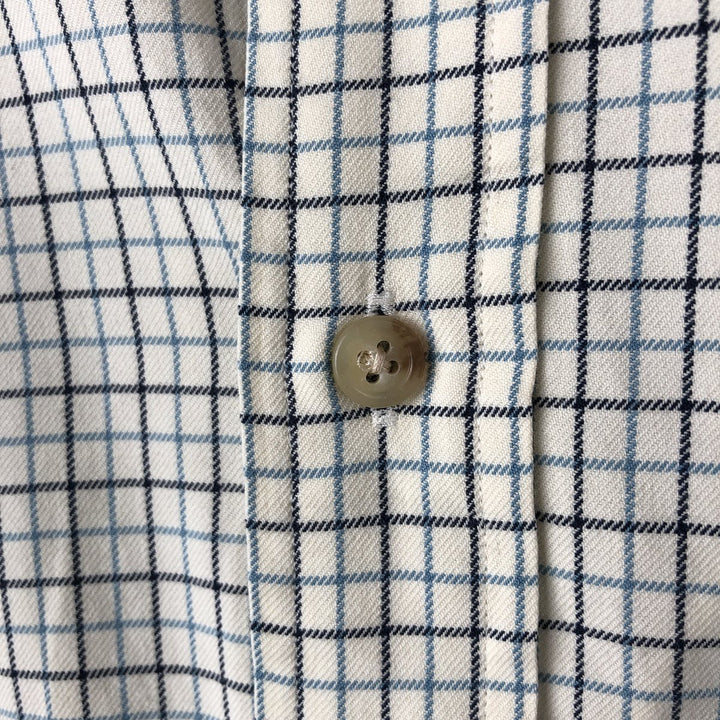 Ralph Lauren CUSTOM FIT long sleeve button down check shirt, men's size L cotton unbleached Vintage Second Hand