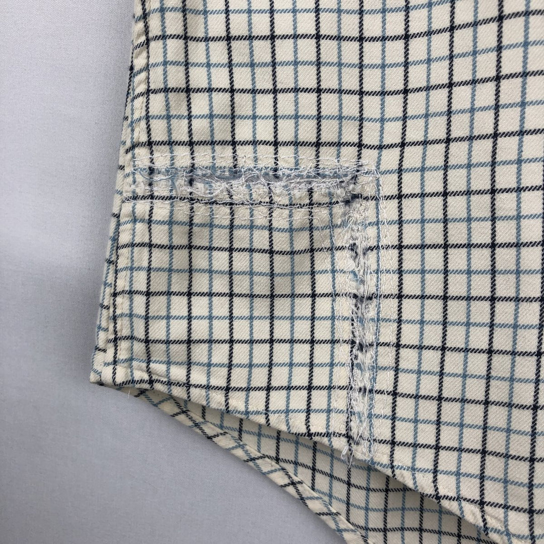 Ralph Lauren CUSTOM FIT long sleeve button down check shirt, men's size L cotton unbleached Vintage Second Hand