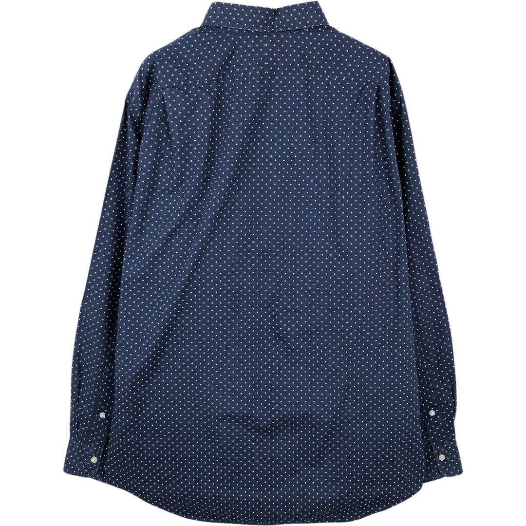 Ralph Lauren CLASSIC FIT Classic Fit Dot Pattern Long Sleeve Cotton Shirt, Men's Size XL (approx.) cotton navy blue type Vintage Second Hand