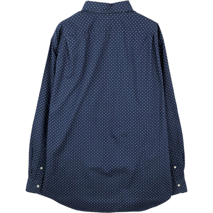 Ralph Lauren CLASSIC FIT Classic Fit Dot Pattern Long Sleeve Cotton Shirt, Men's Size XL (approx.) cotton navy blue type Vintage Second Hand