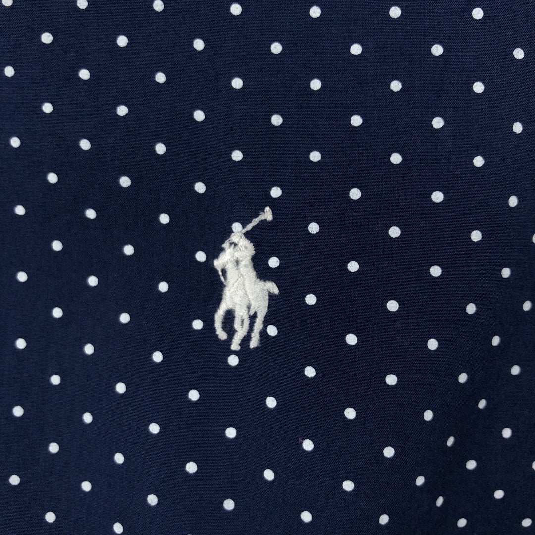 Ralph Lauren CLASSIC FIT Classic Fit Dot Pattern Long Sleeve Cotton Shirt, Men's Size XL (approx.) cotton navy blue type Vintage Second Hand
