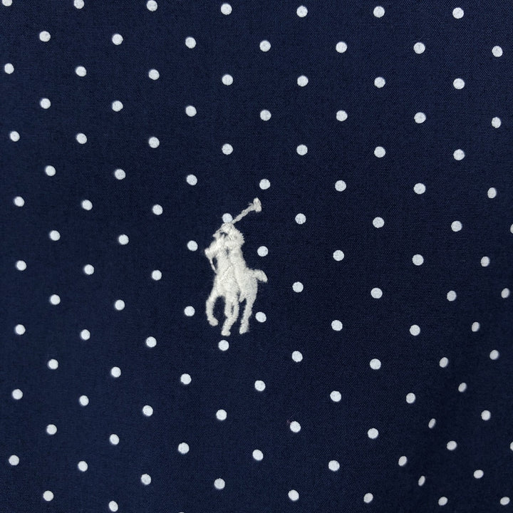 Ralph Lauren CLASSIC FIT Classic Fit Dot Pattern Long Sleeve Cotton Shirt, Men's Size XL (approx.) cotton navy blue type Vintage Second Hand