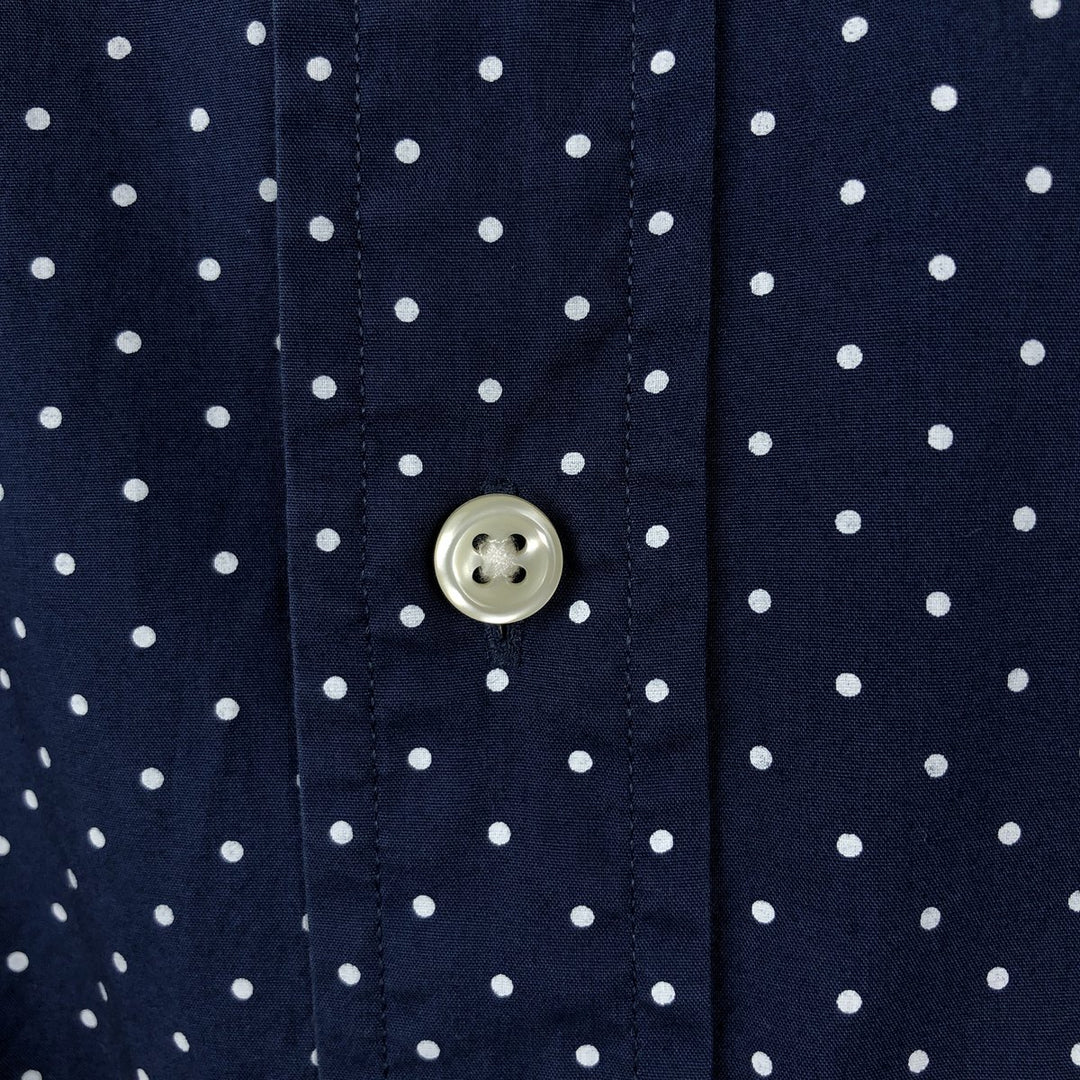 Ralph Lauren CLASSIC FIT Classic Fit Dot Pattern Long Sleeve Cotton Shirt, Men's Size XL (approx.) cotton navy blue type Vintage Second Hand