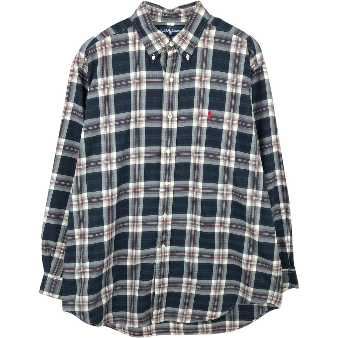Ralph Lauren BLAKE long sleeve button down check shirt, men's size L cotton black type Vintage Second Hand